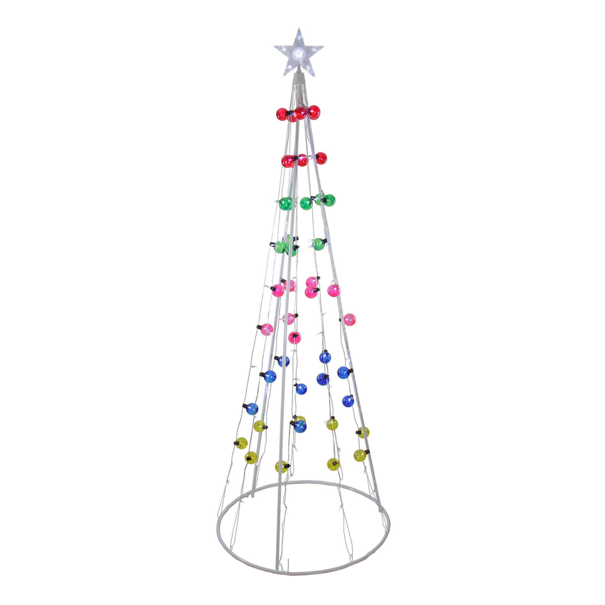 6ft. Pre-Lit Show Cone Christmas Tree Outdoor Decoration, Multicolor G40 Globe Lights
